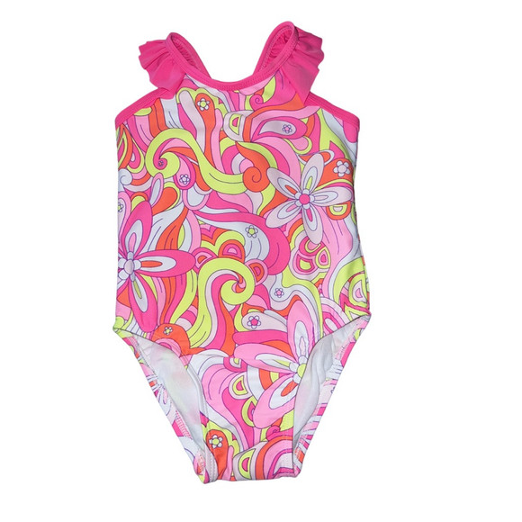 *Final Sale*| children’s place | NWT paisley Neon Pink One Piece Swimsuit 2T - Picture 3 of 7